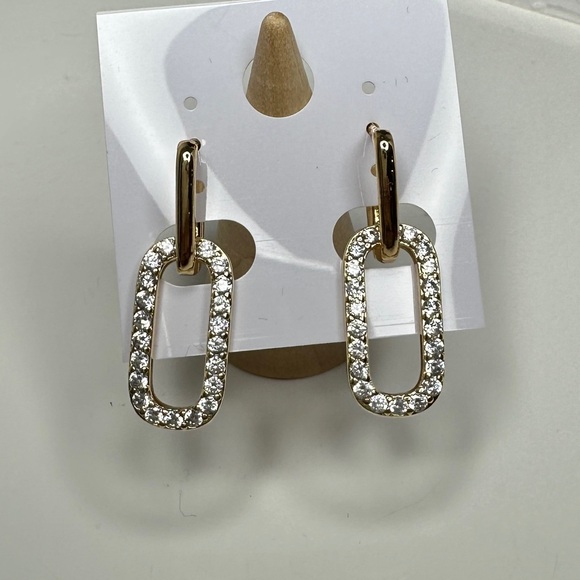 18K Gold-Filled Paperclip CZ Dangle Earrings - Picture 8 of 8